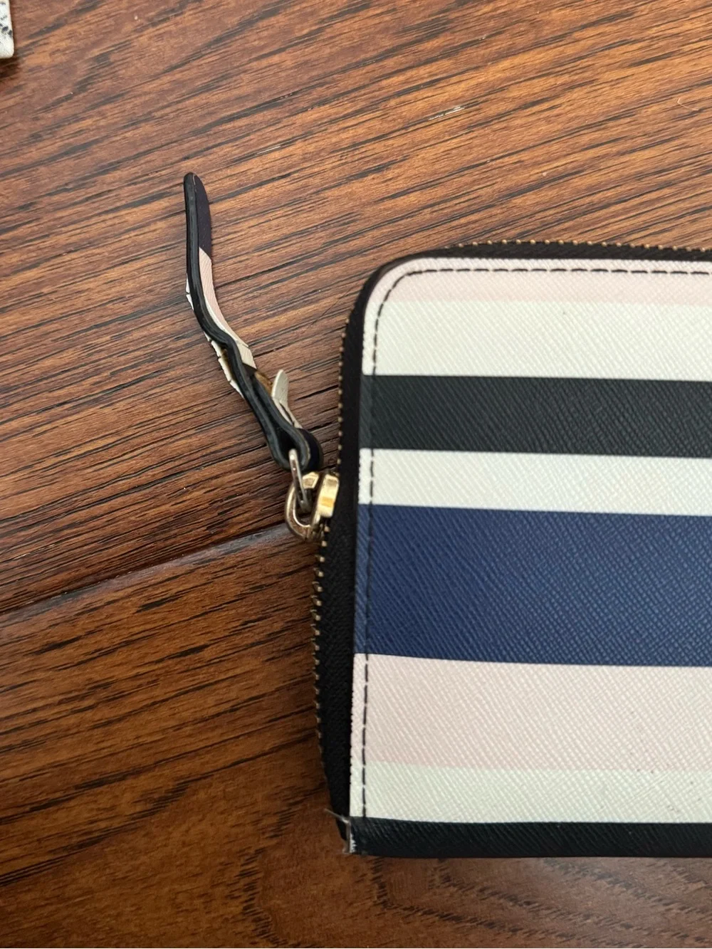 kate spade Striped Zip Wallet in Navy, Black & Blush